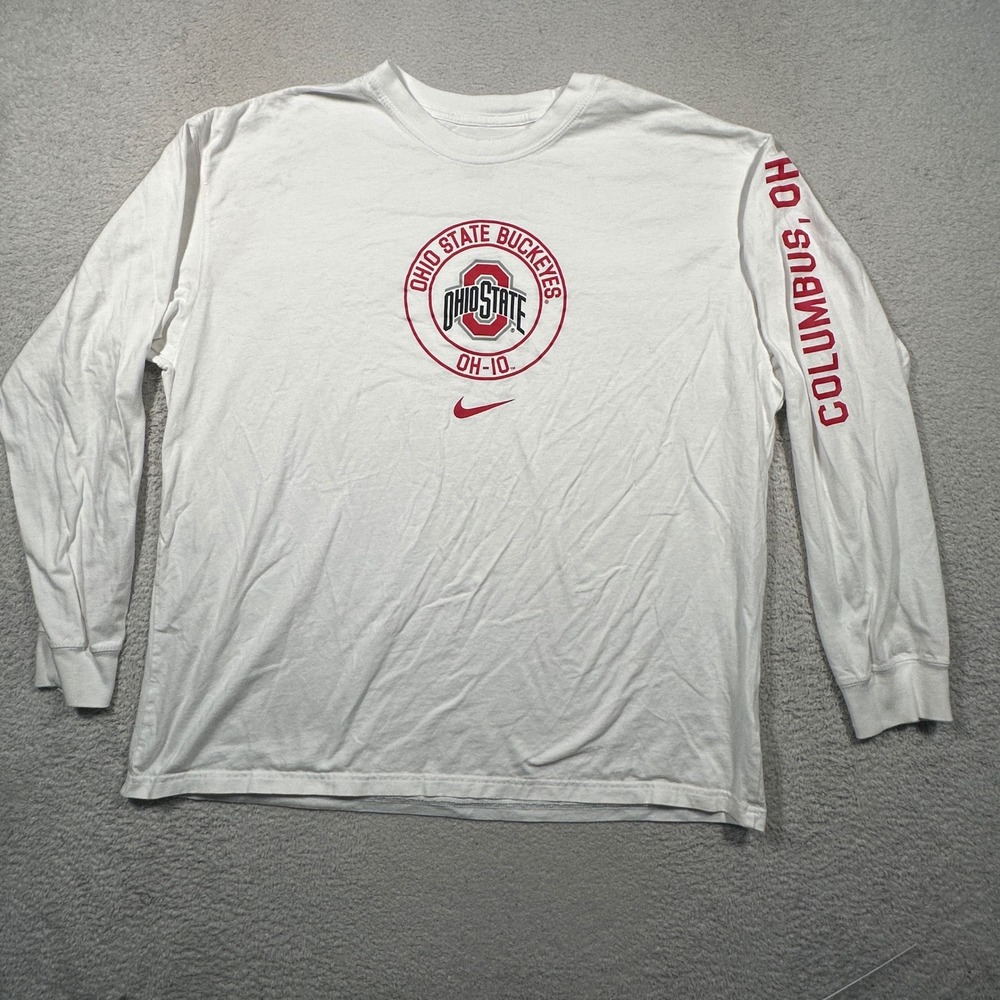 Nike Long Sleeve Tee Mens XL White Ohio State Buckeyes Columbus OSU college